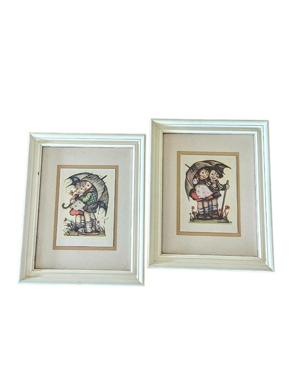 Vintage Hummel Art Prints Framed And Matted 9x11 in Set Of 2